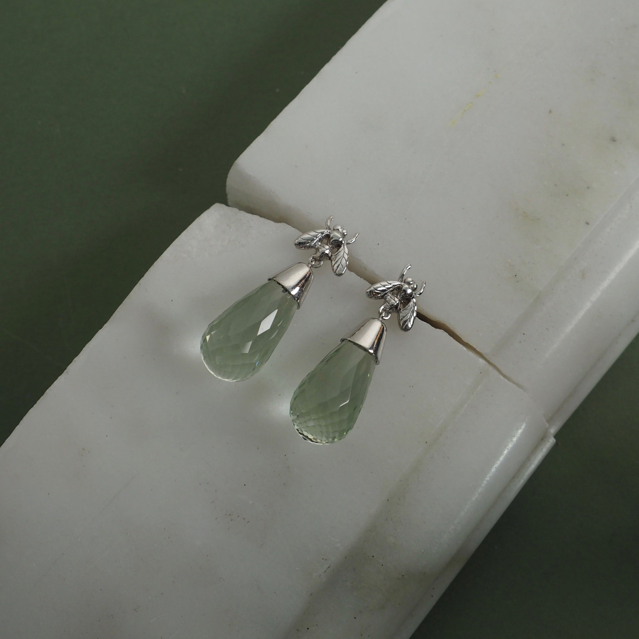 Green Quartz Briolette Little Fly Earrings by Yasmin Everley