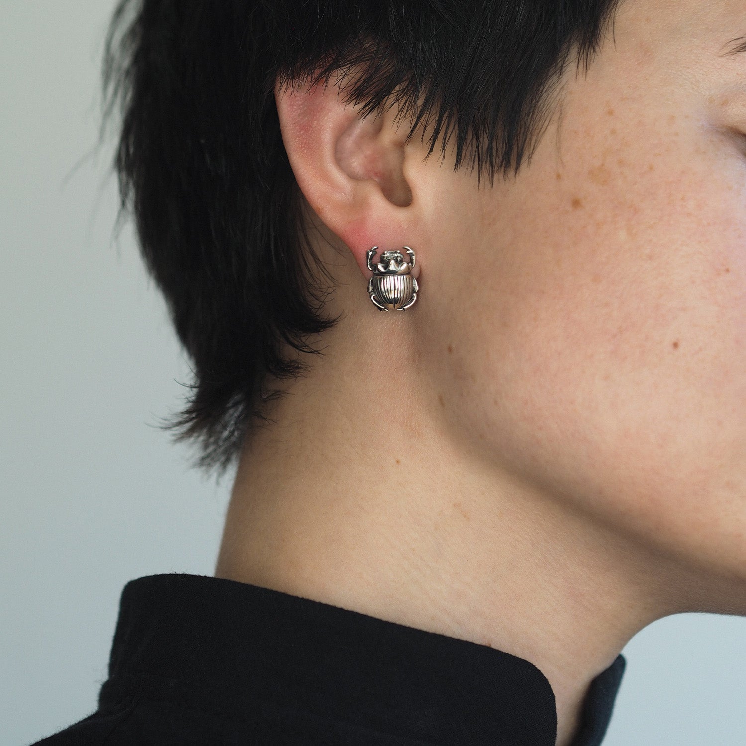 Scarab stud earrings deals