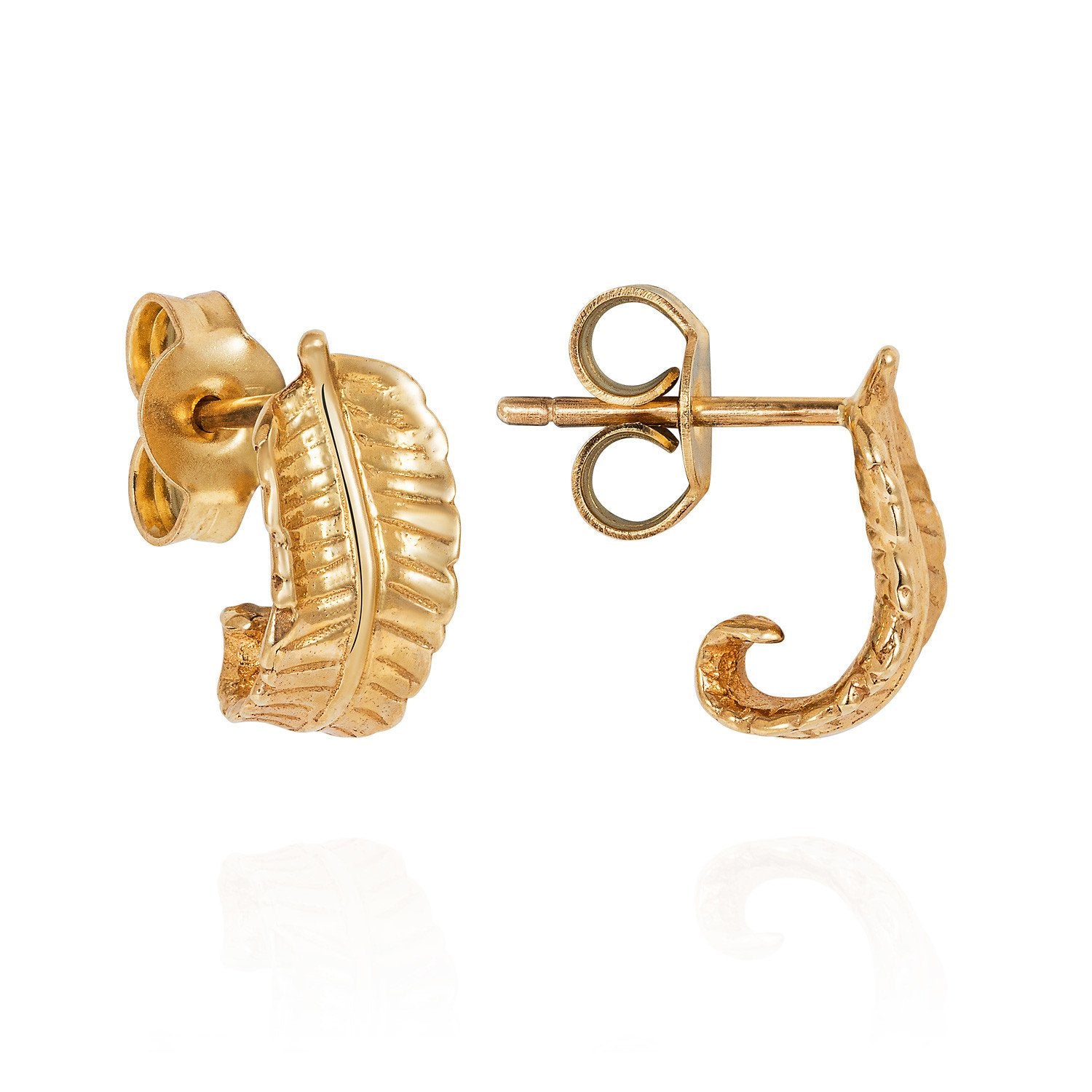 Gold Curled Fern Earrings