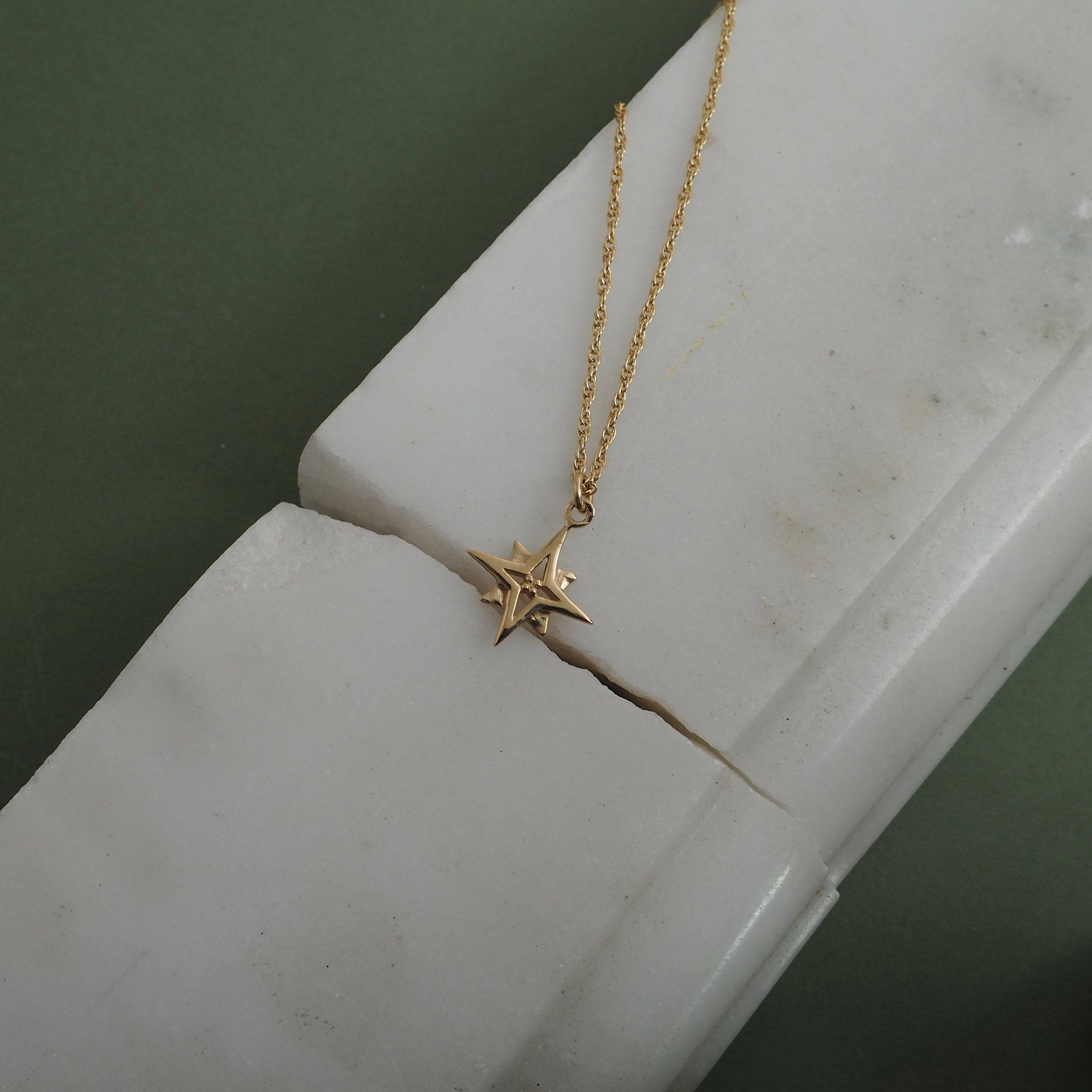 9ct Gold Compass Star Necklace by Yasmin Everley