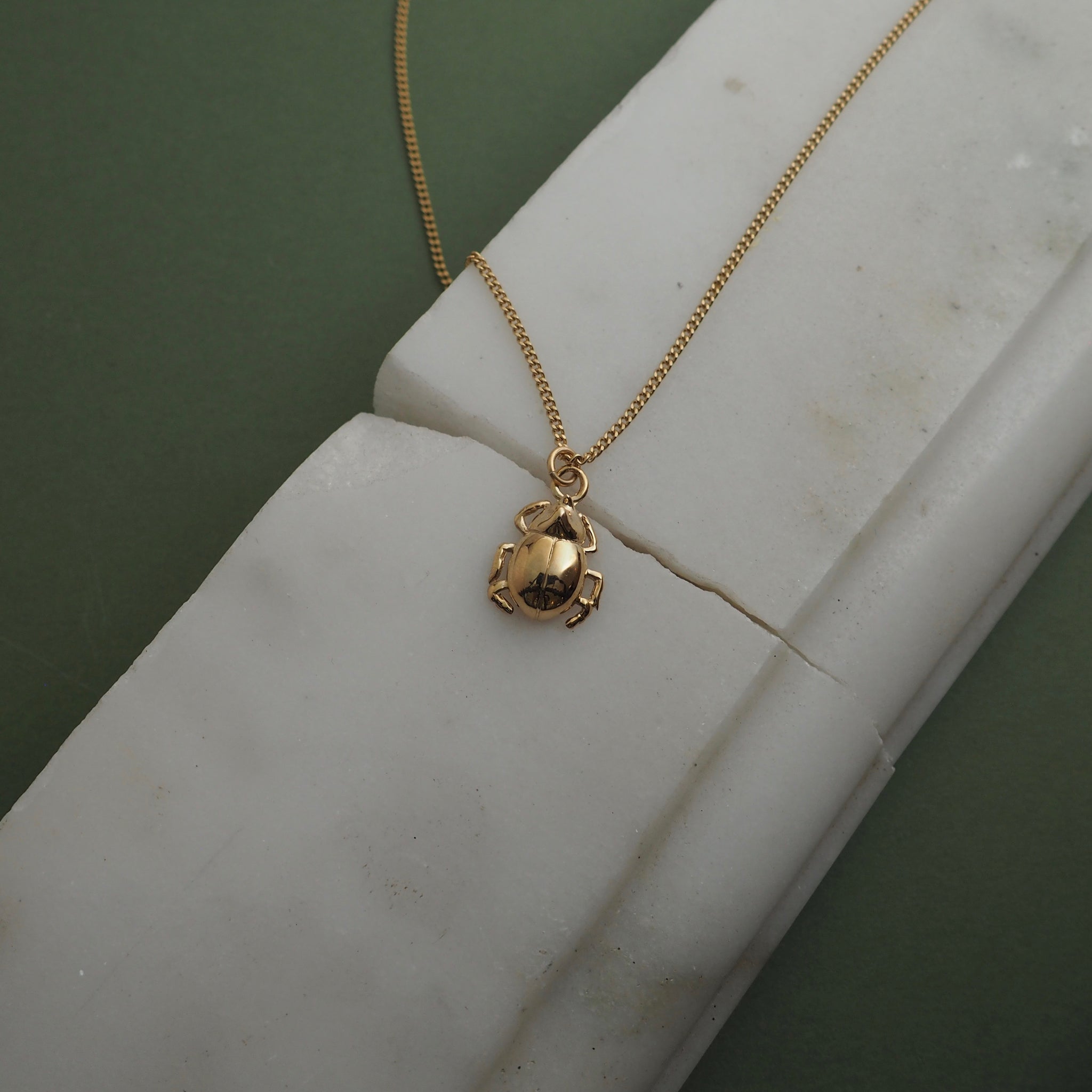 9ct Gold Little Rhino Beetle Necklace by Yasmin Everley