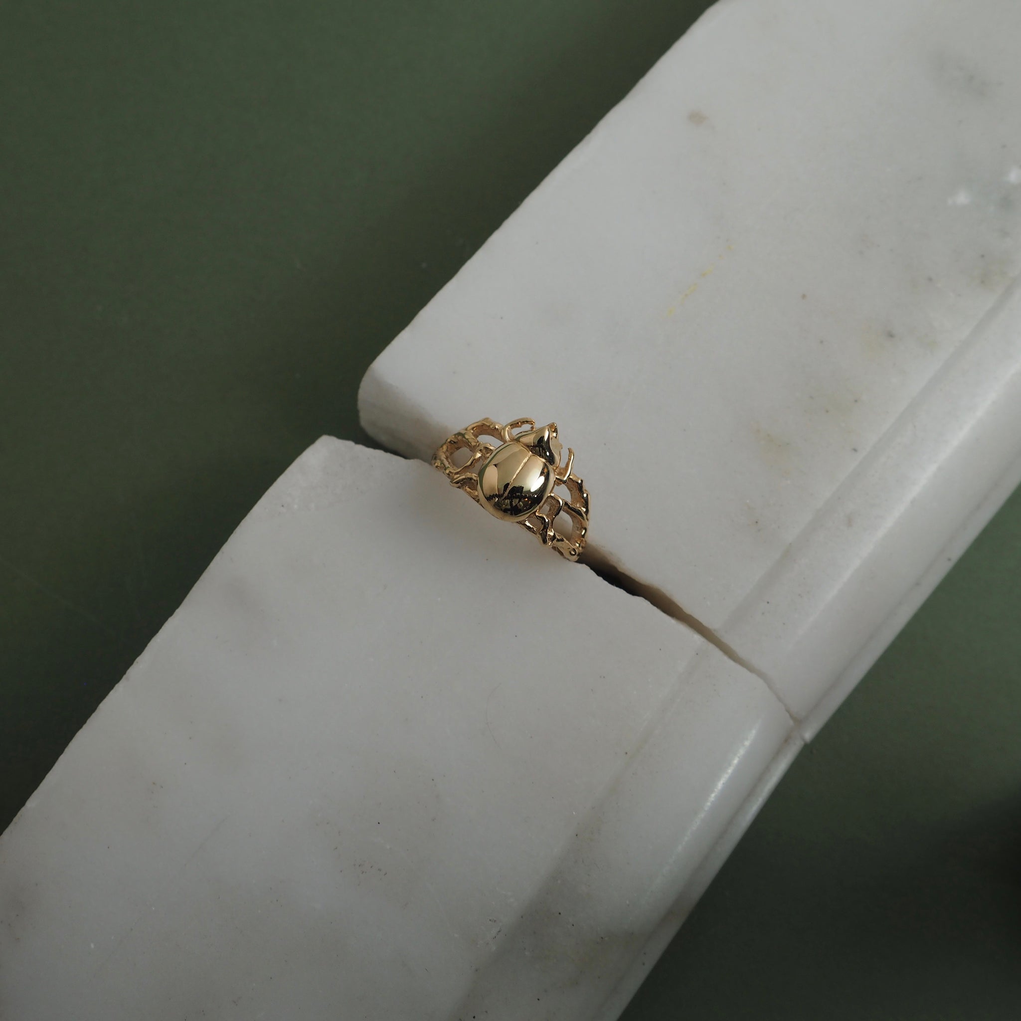9ct Gold Little Rhino Beetle Ring by Yasmin Everley