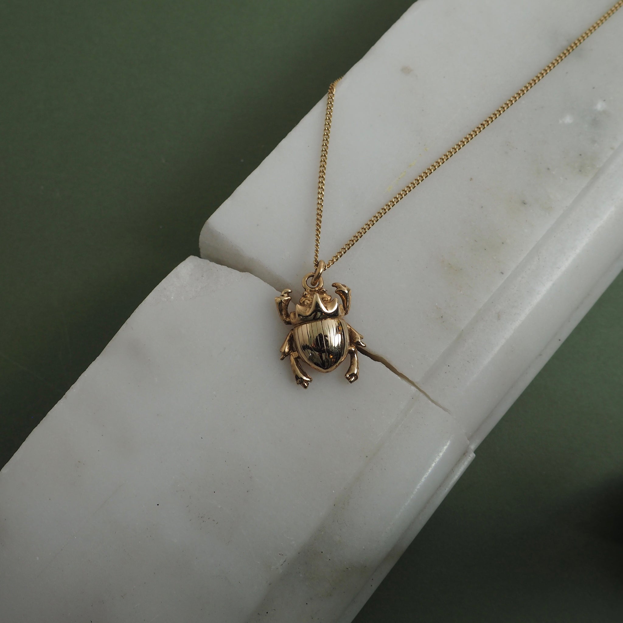 9ct Gold Little Scarab Beetle Necklace by Yasmin Everley