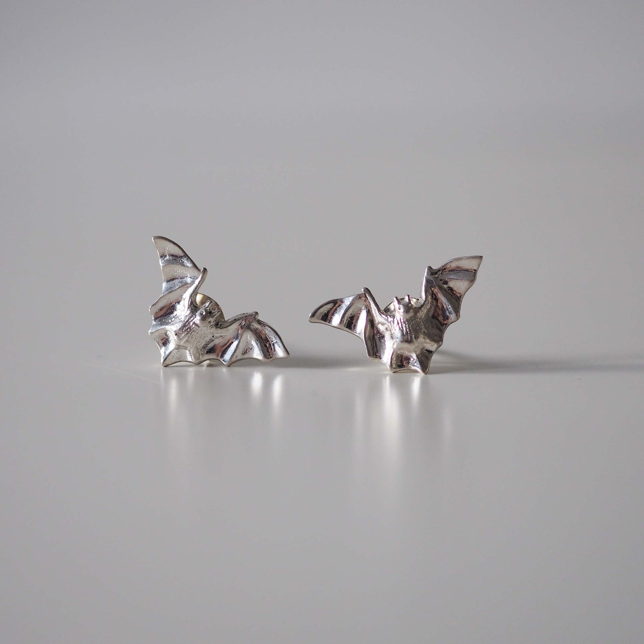 Bat stud earrings sterling silver polished finish by Yasmin Everley