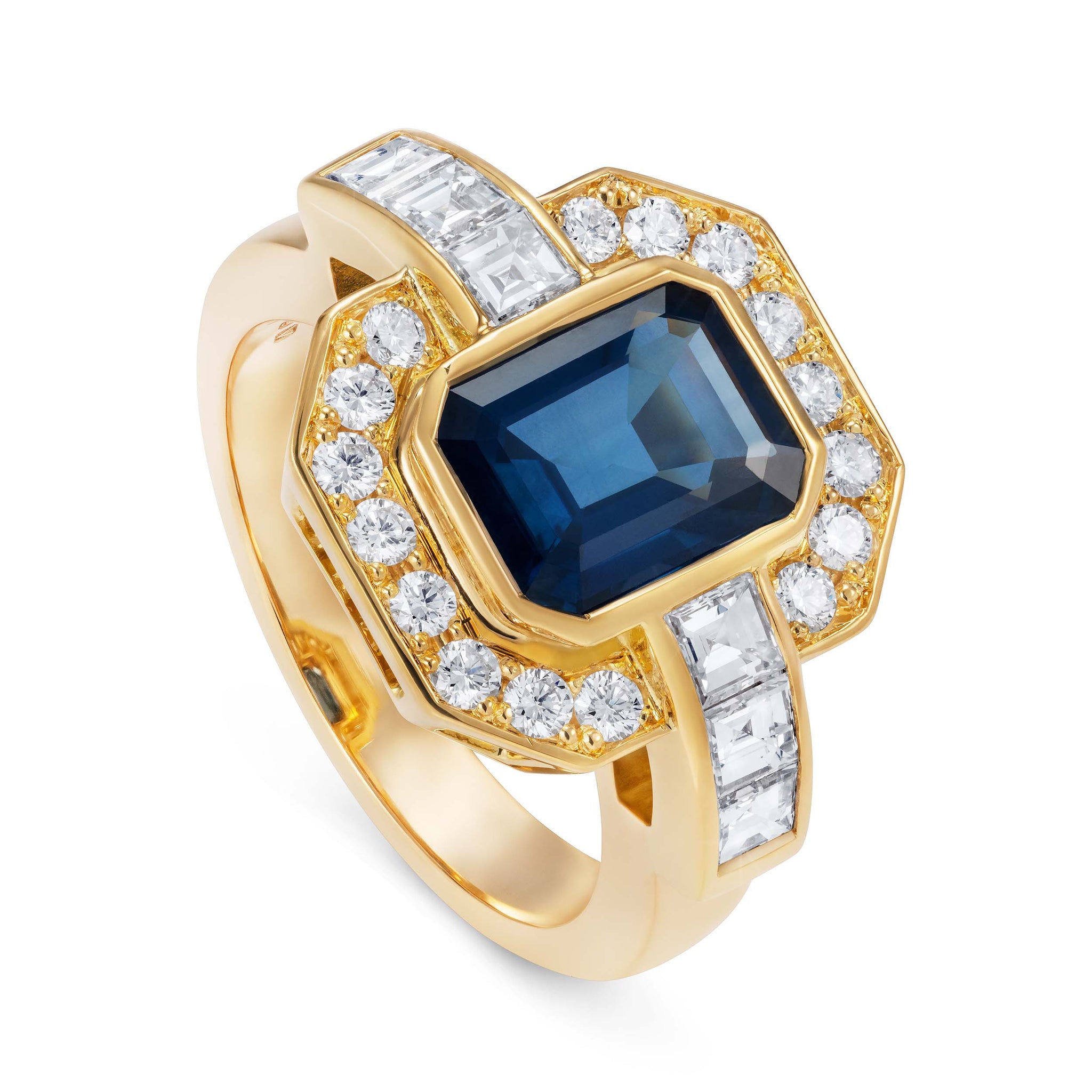 Bold Art Deco Sapphire Engagement Ring by Yasmin Everley