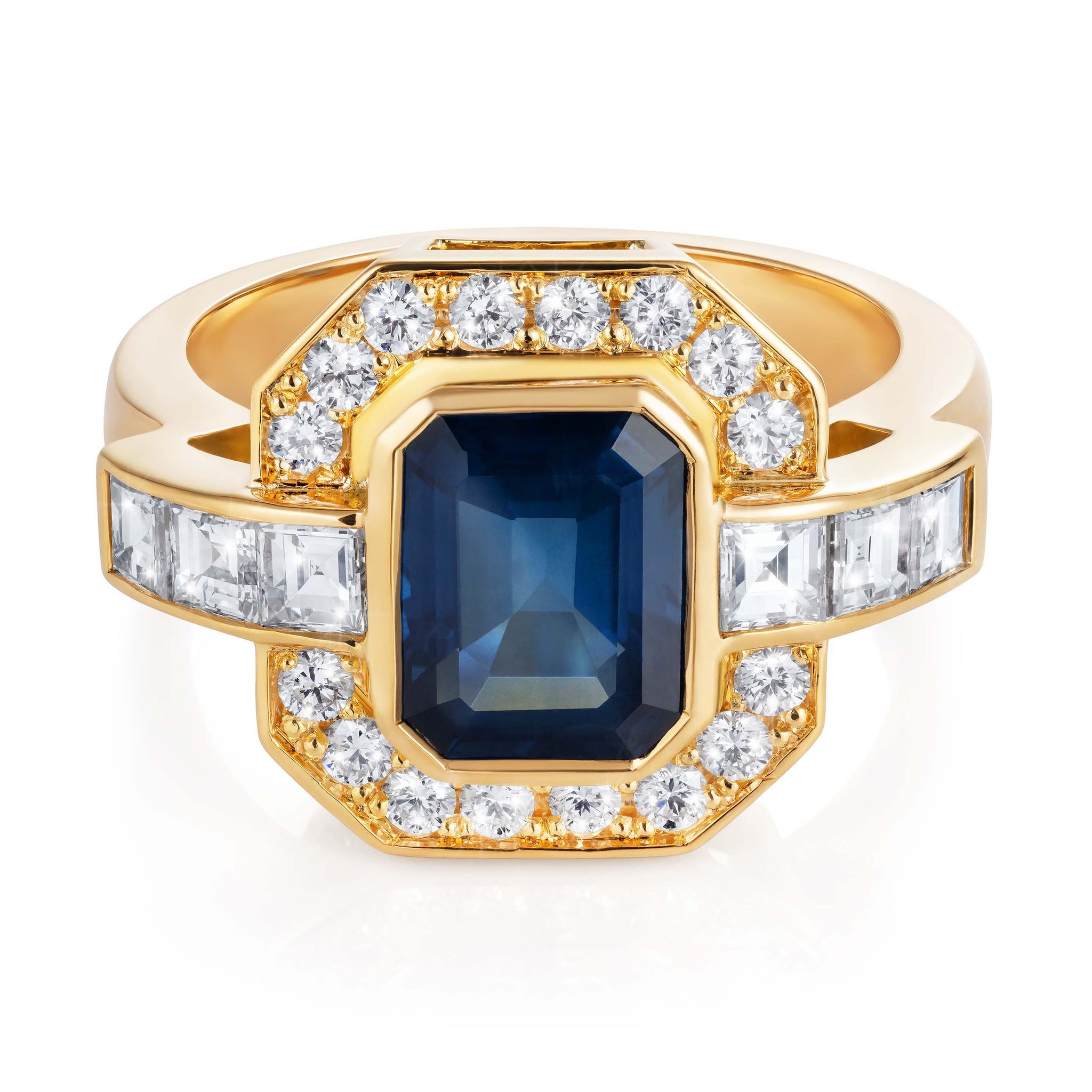 Bold Art Deco Sapphire Engagement Ring by Yasmin Everley
