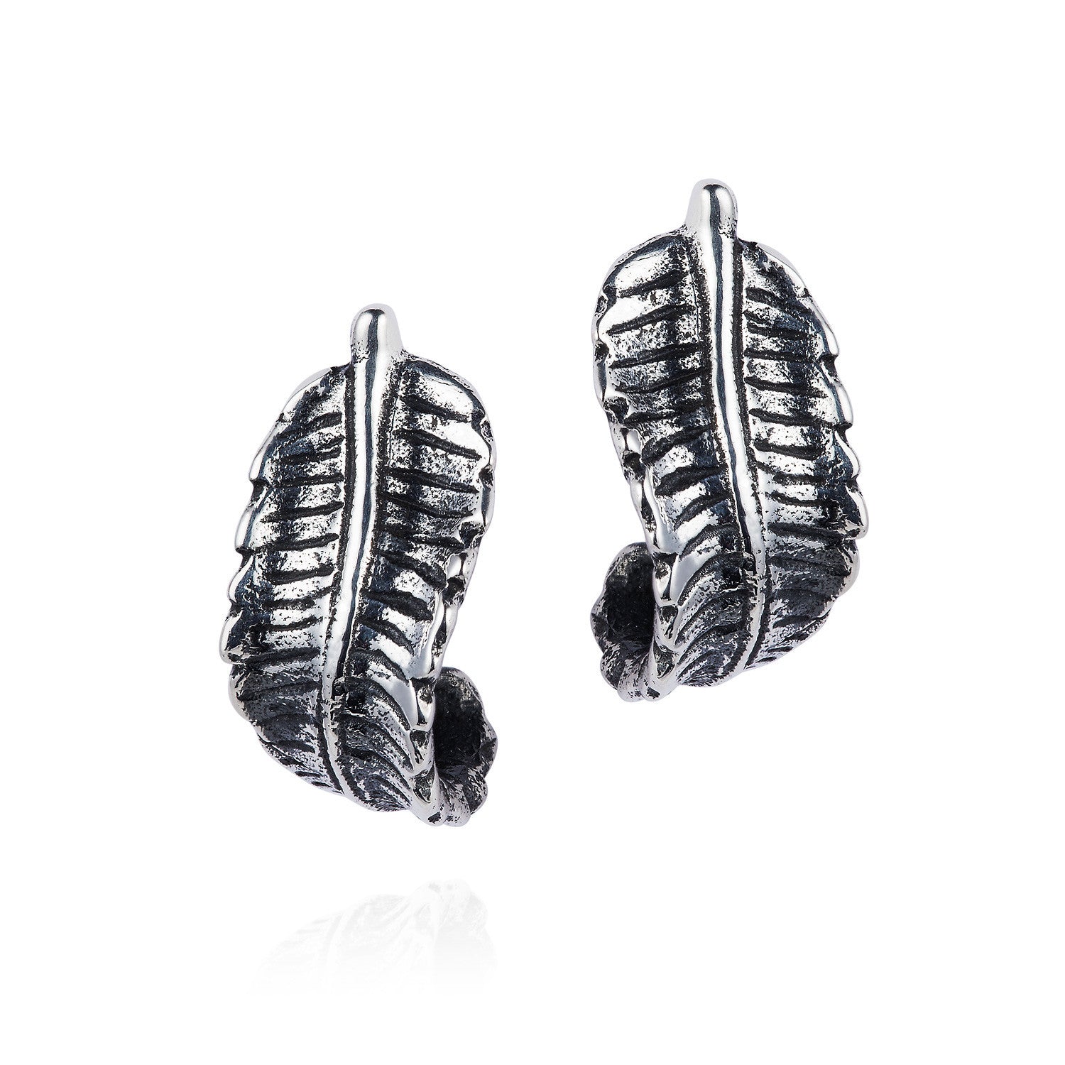 Curled silver Fern Earrings