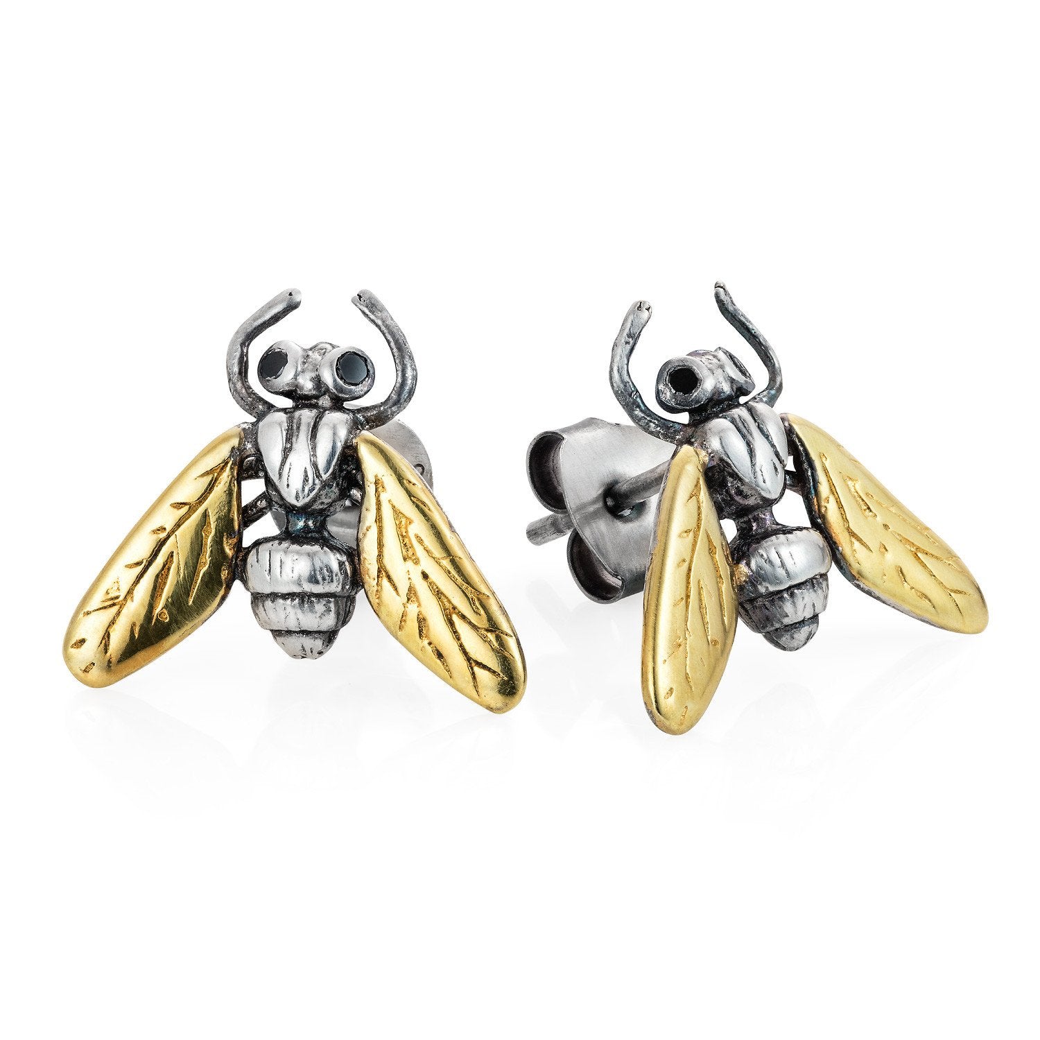 Gilded Hoverfly stud earrings