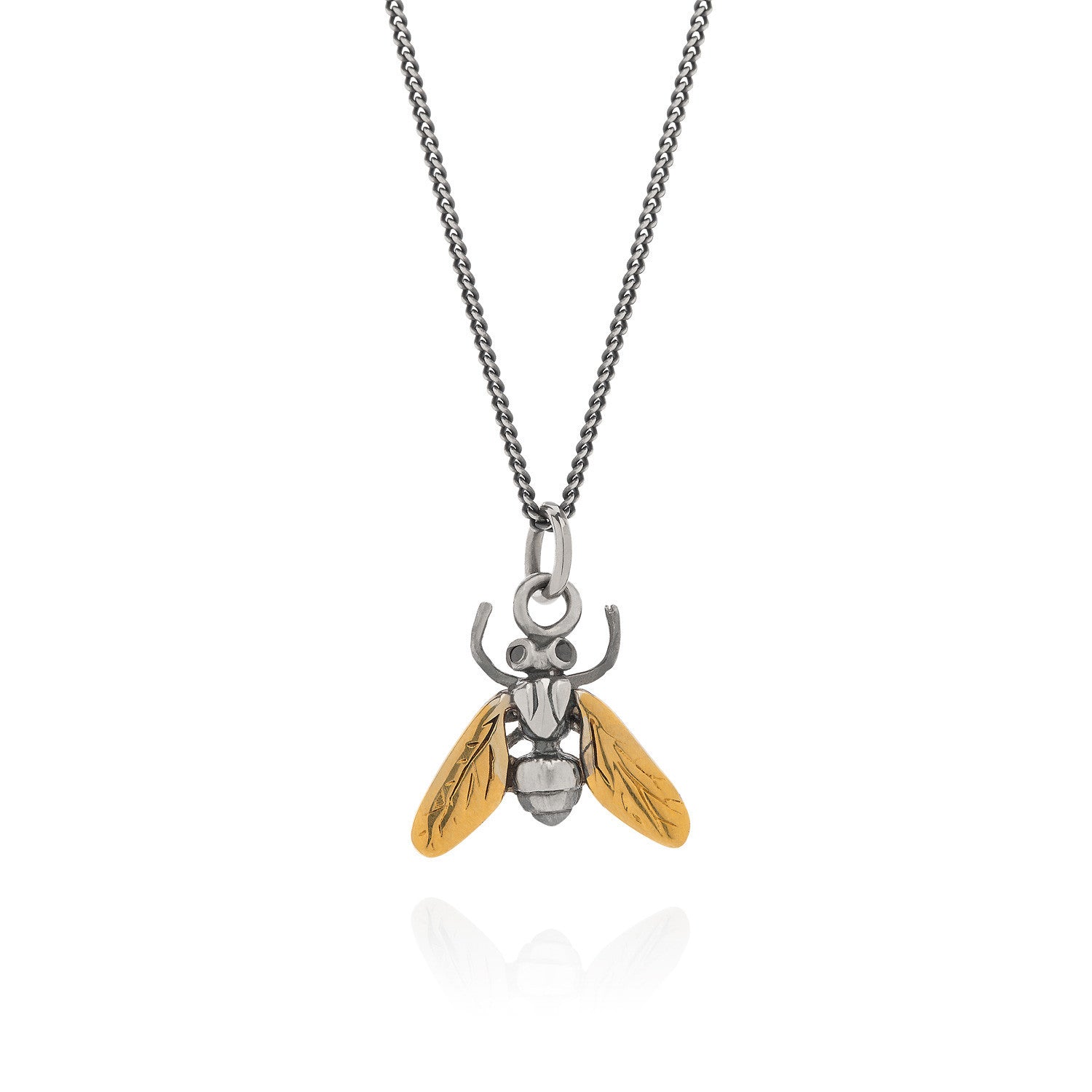 Gilded Hoverfly Necklace with Black Diamonds