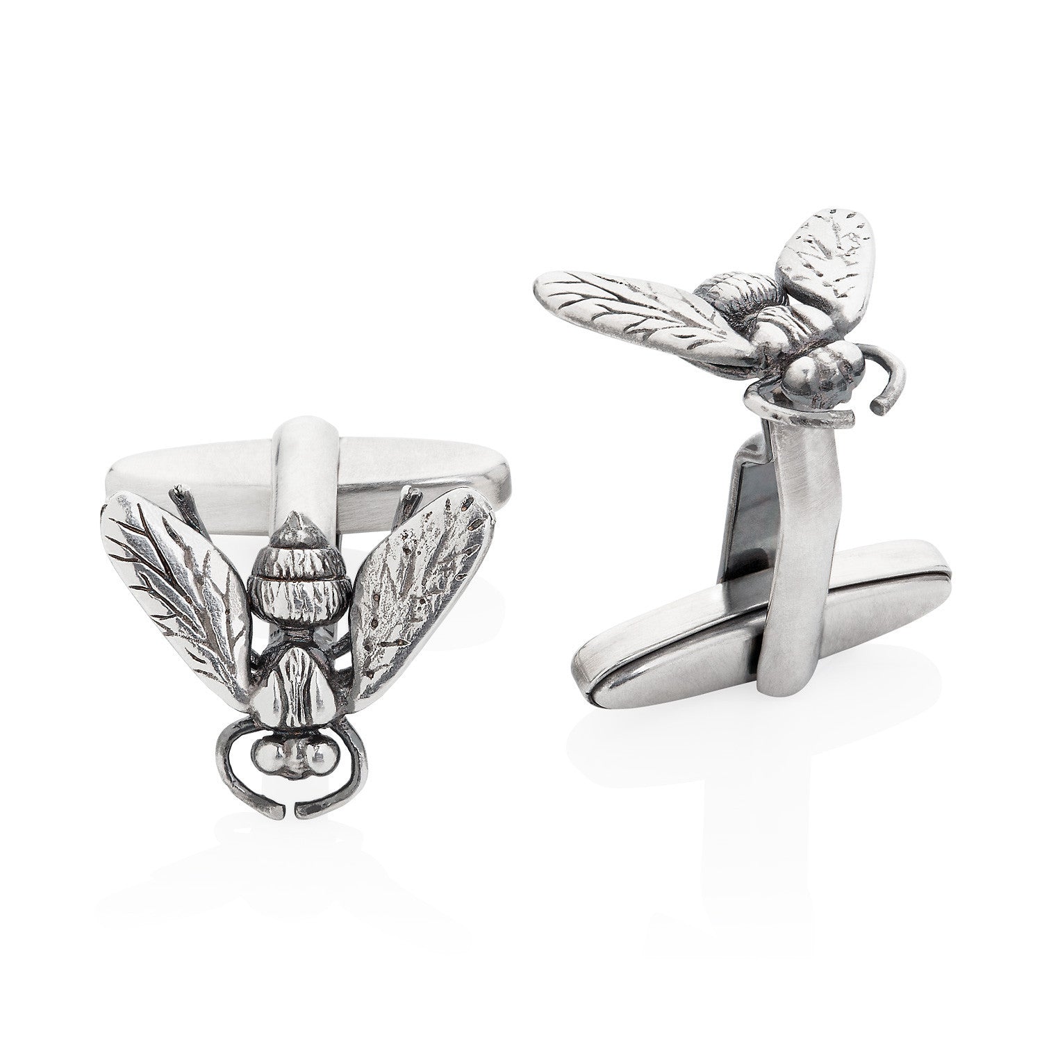 Dark Silver Hoverfly Cufflinks