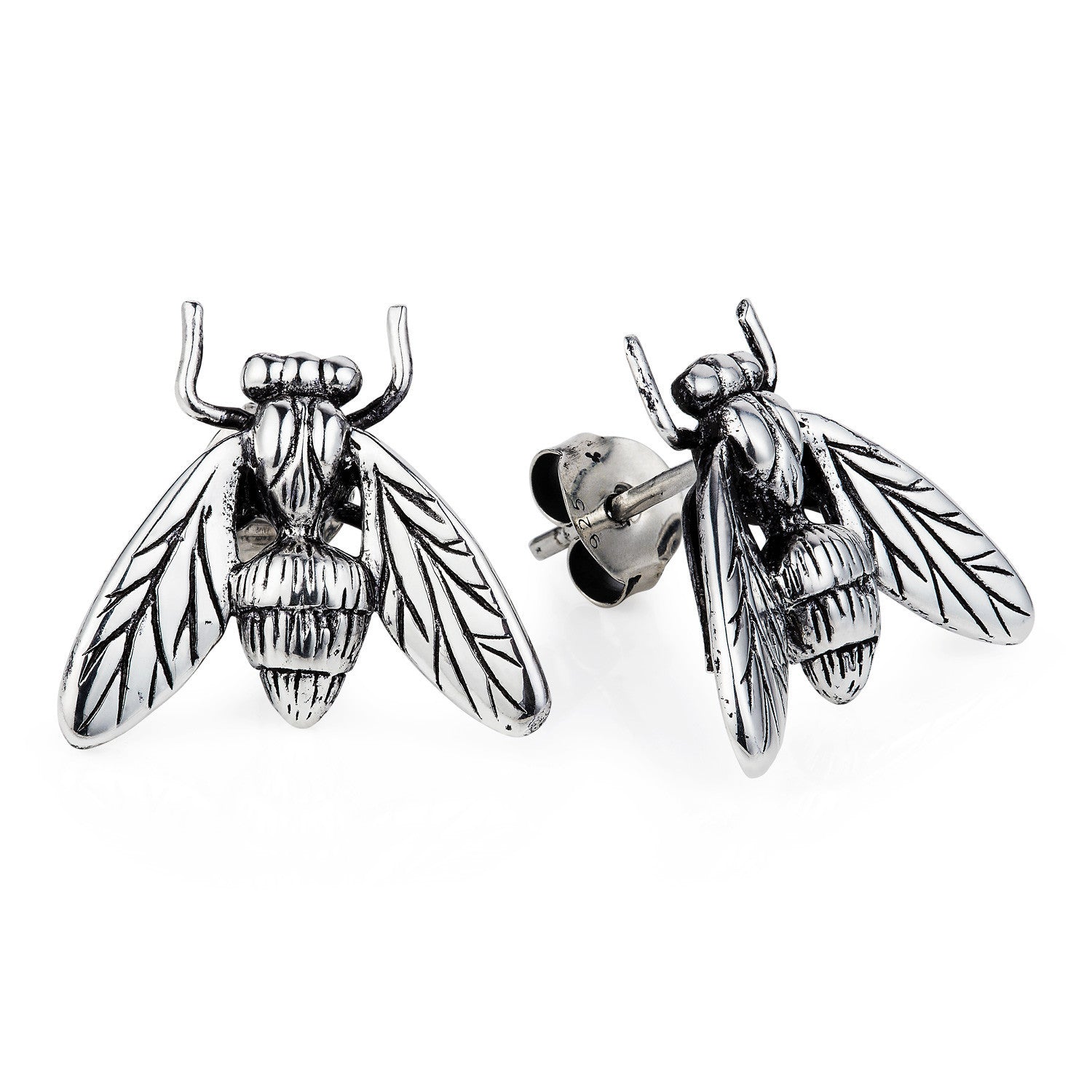 Dark Silver Hoverfly Earrings