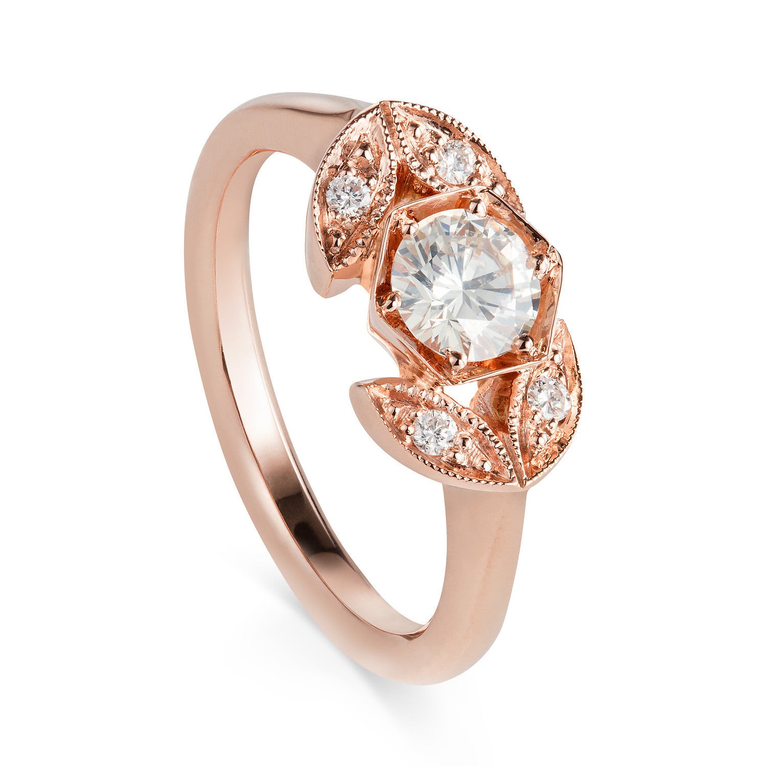 Hexagonal Rose Gold Bespoke Engagement Ring