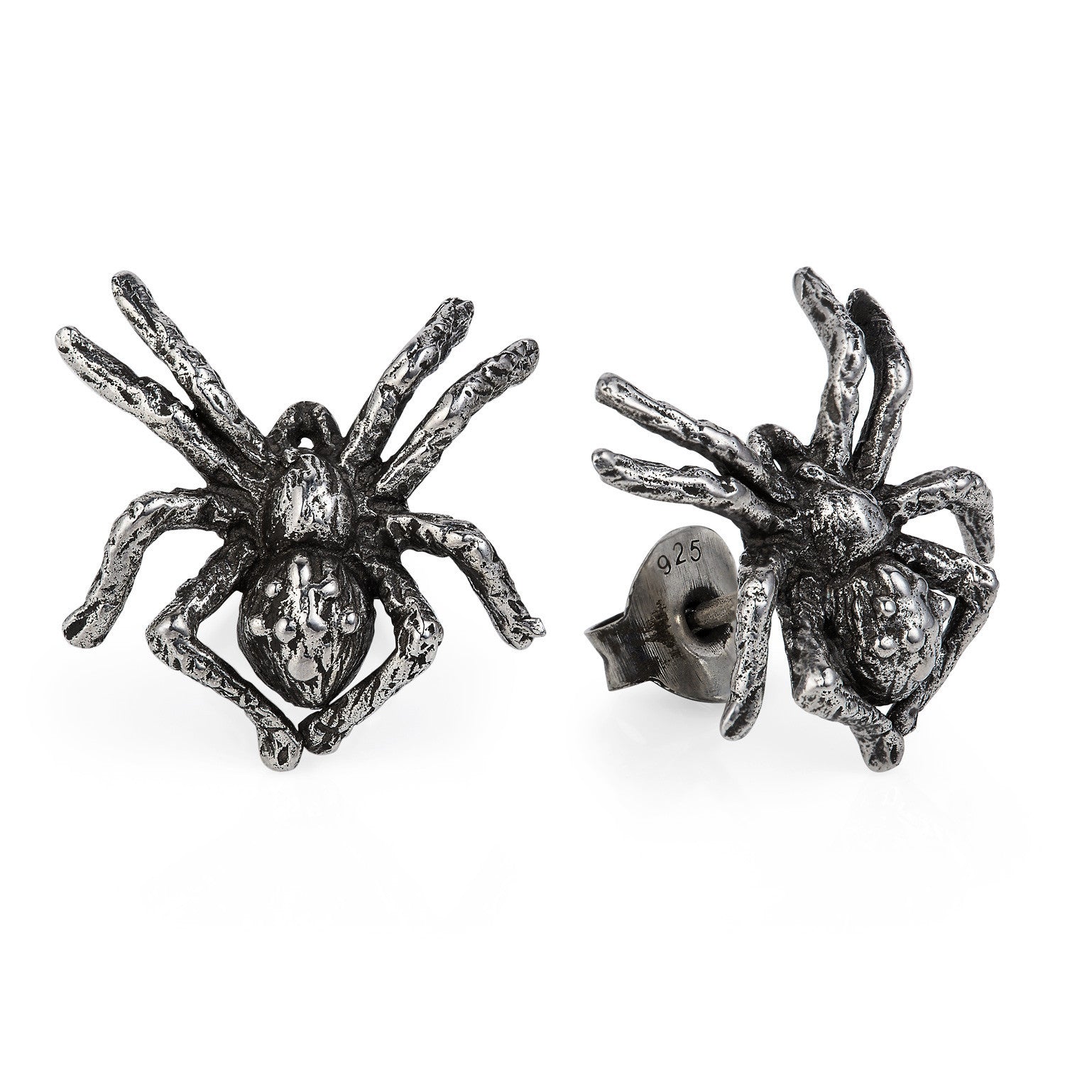 Dark Silver Little Spider Earrings