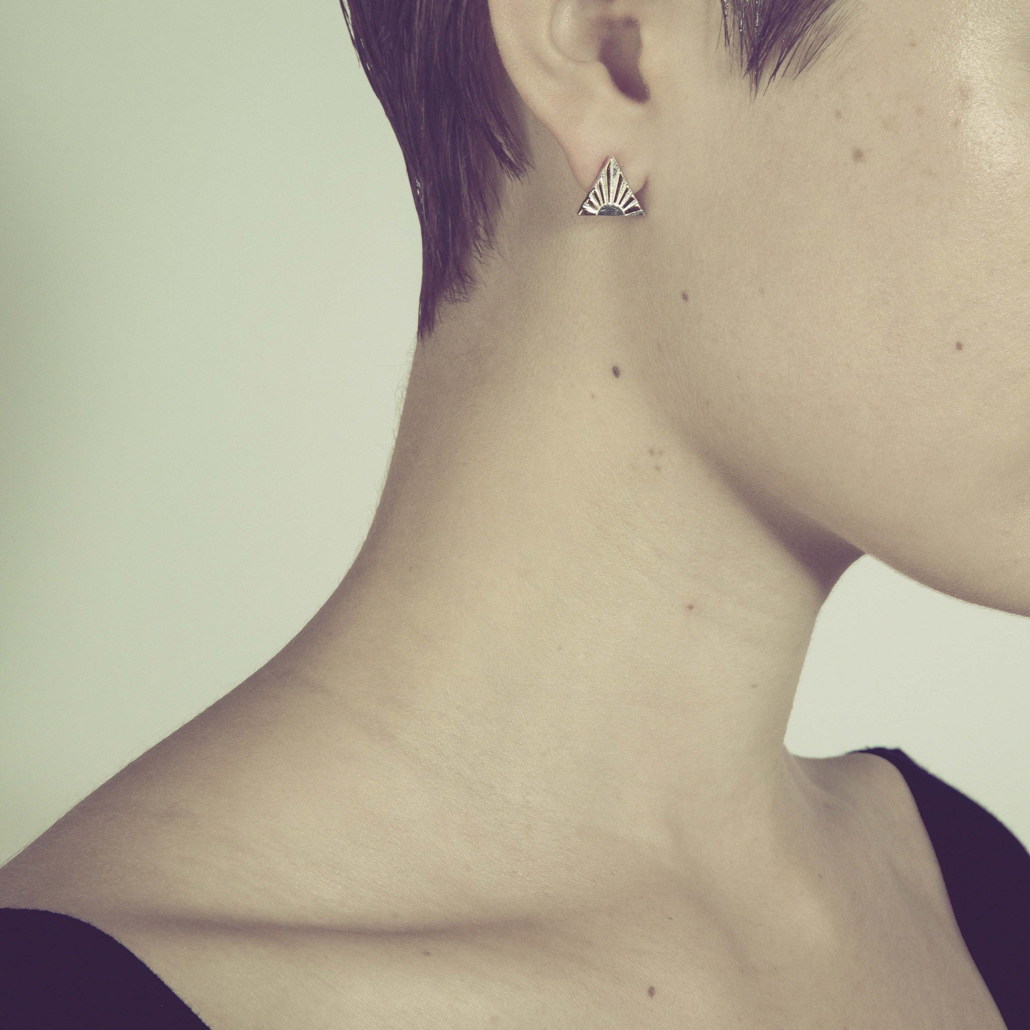 Art Deco Gold & Silver 'A' shaped earrings