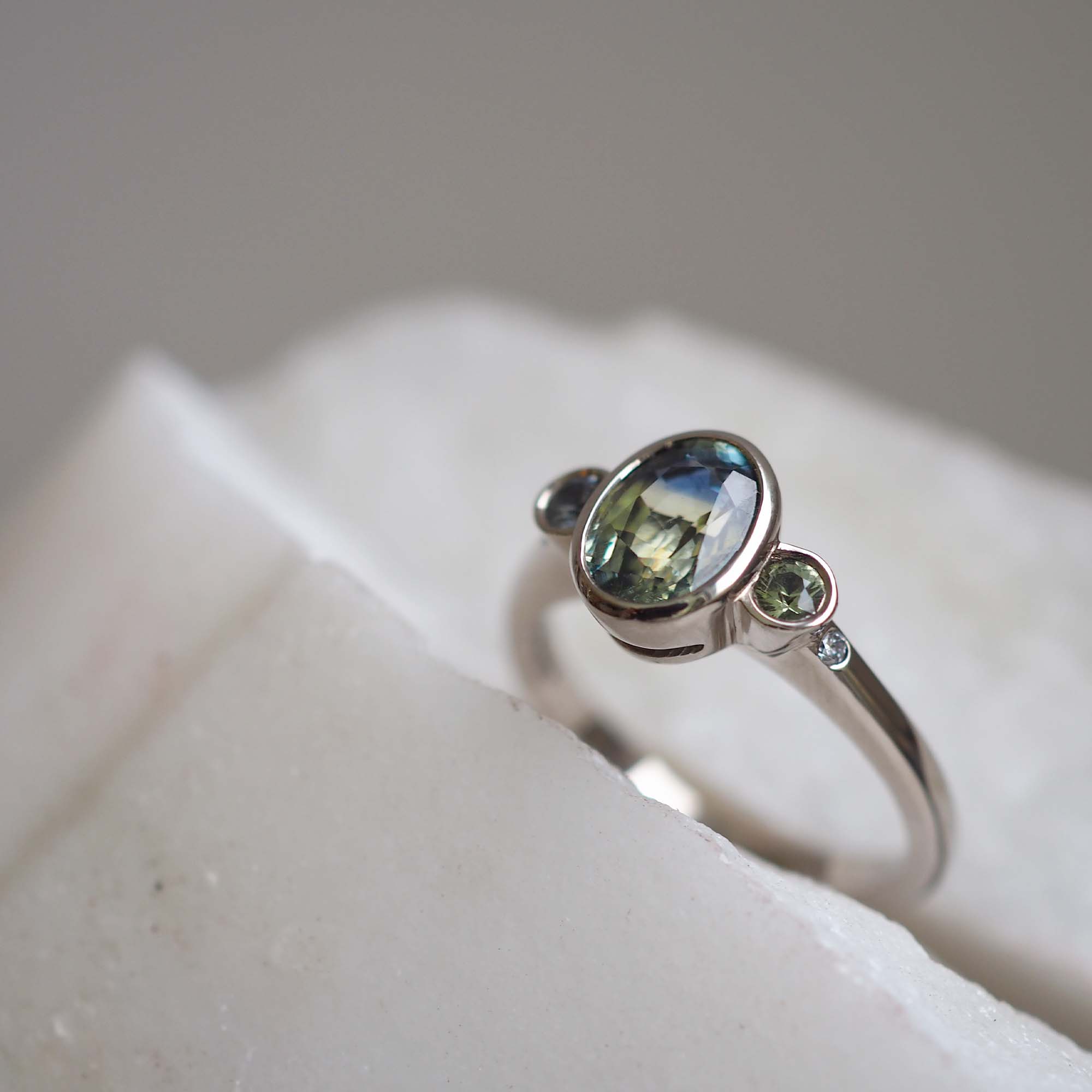 Watercolour Sapphire Engagement Ring By Yasmin Everley